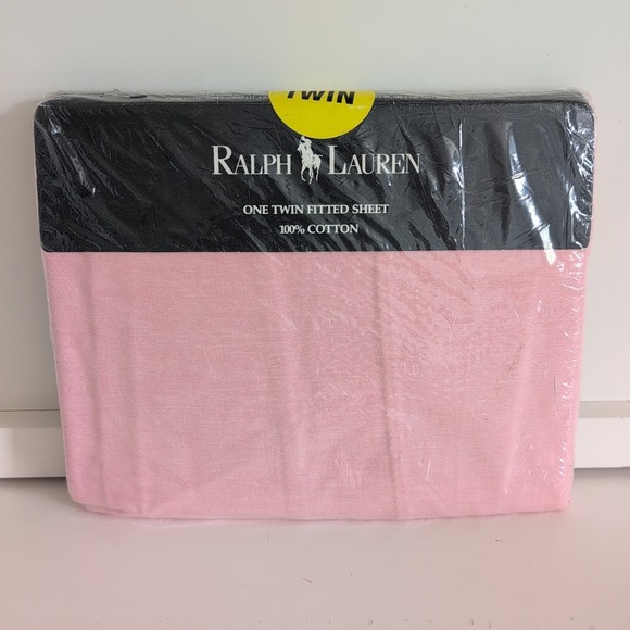 Ralph Lauren Twin Fitted Sheet Pink Chambray 100% Cotton NOS New Old Stock VTG - Picture 1 of 13